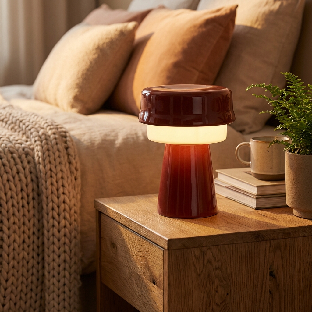 Lampka biurkowa LED — zdjęcie po obróbce AI, białe tło