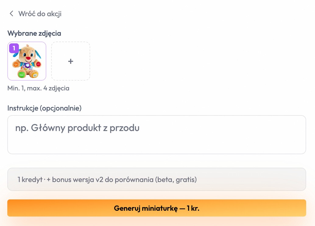 Panel generowania miniaturek w EcomPilot